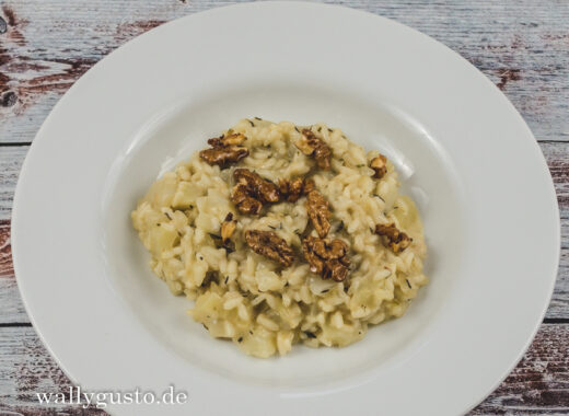 Fenchel-Risotto mit Gorgonzola und in Honig karamellisierten Walnüssen | Rezept auf www.wallygusto.de