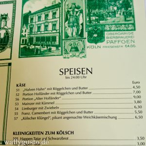 Speisekarte vom Päffgen